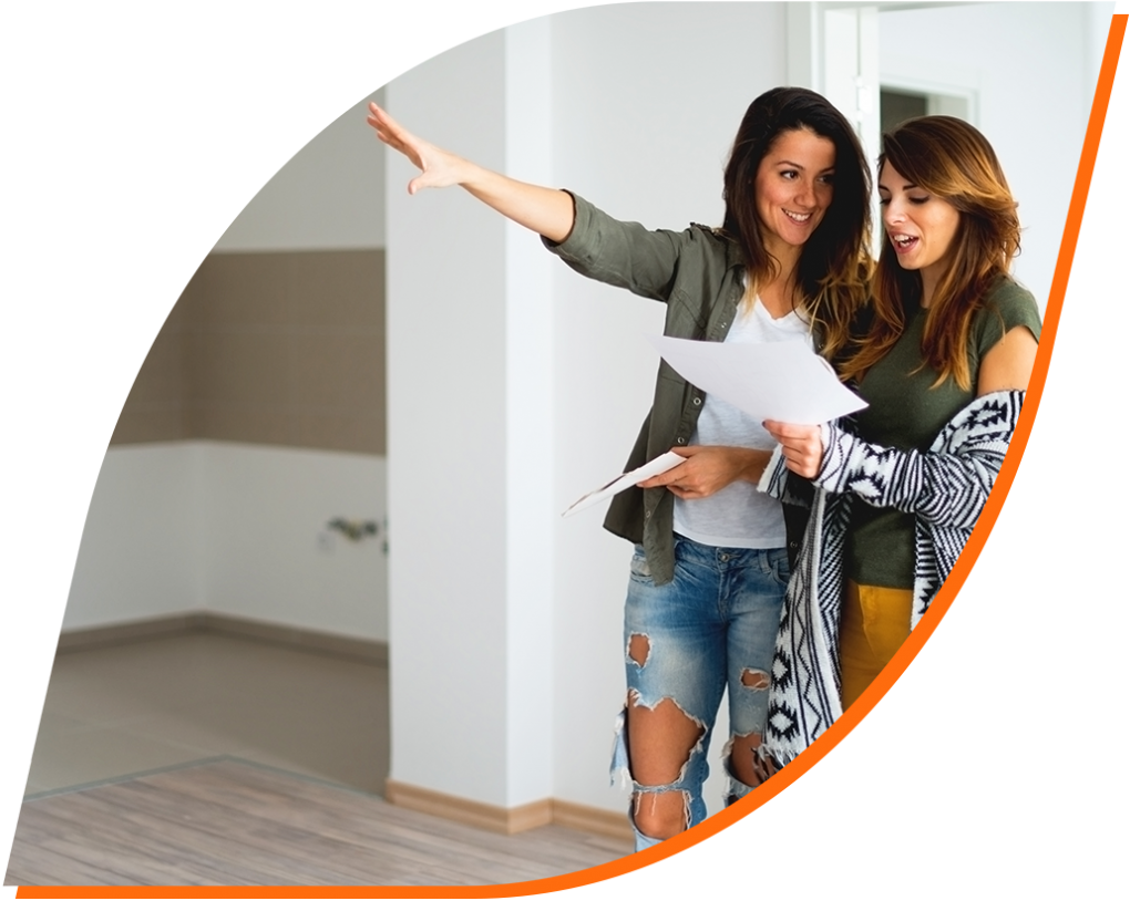 two women touring a house